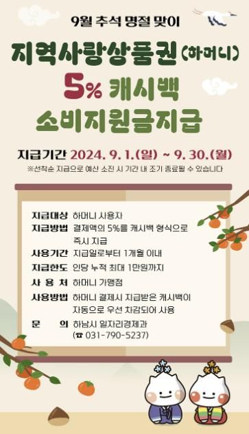 하남시 “9월은 하머니로 장보세요”… 추석 맞이 최대 1만원 캐시백 이벤트
