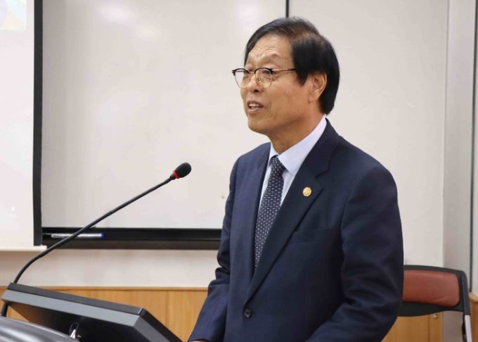 국기원 이사장에 노순명 이사가 선출됐다. 사진은 노순명 이사의 소견발표 모습.