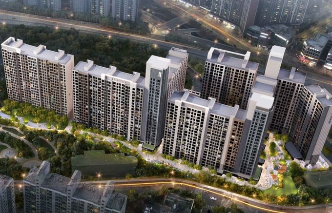 용인특례시에서 공동주택 리모델링 사업이 최종 승인된 수지구 성복역 리버파크 공동주택 조감도