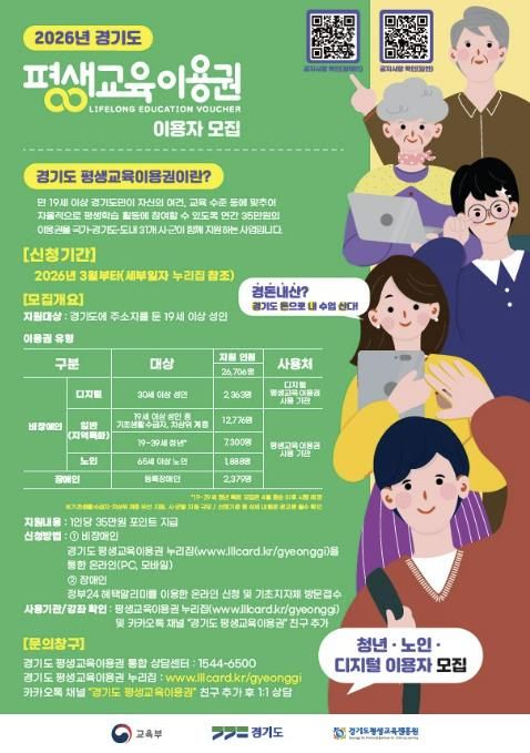‘2026년 제1차 경기도 평생교육이용권’이용자 모집 안내문