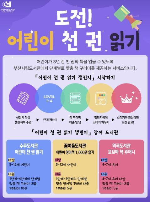어린이 천 권 읽기 챌린지 홍보 포스터